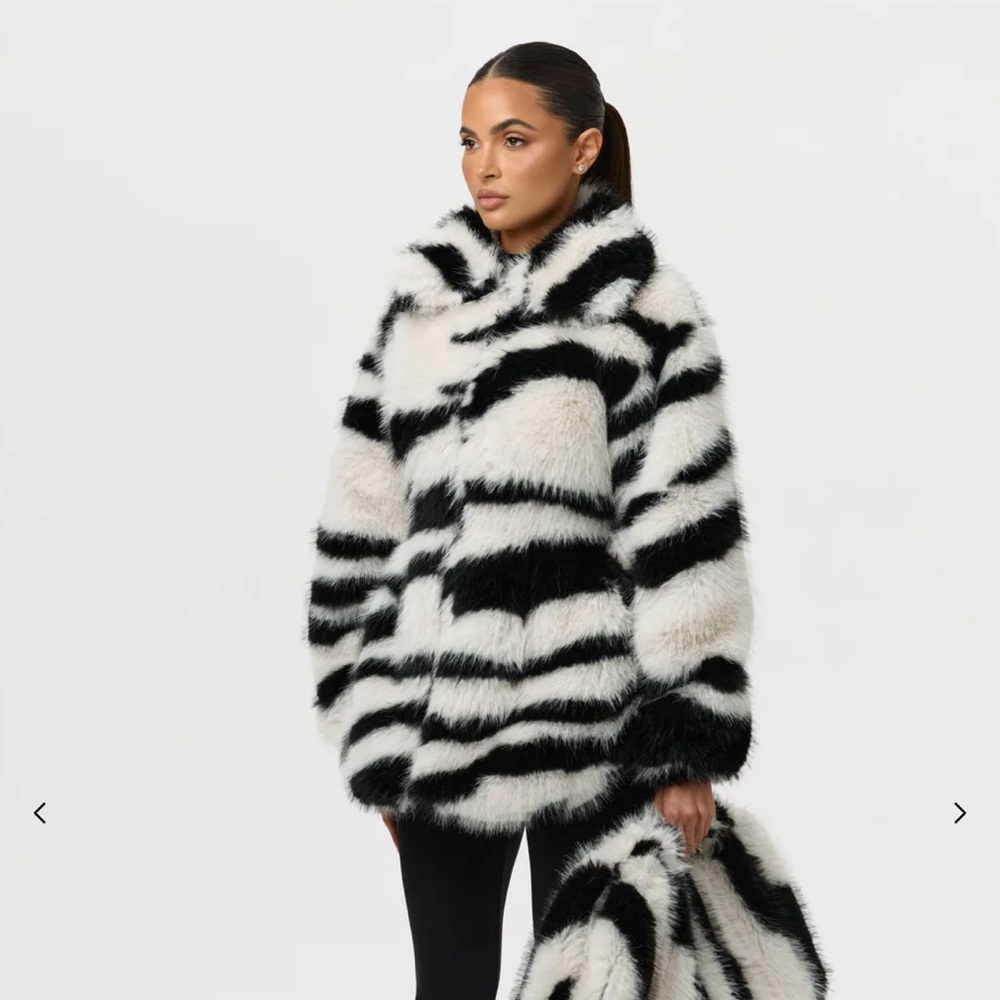 Naked Wardrobe Black and White Teddy Jacket